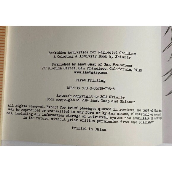 Forbidden Activities for Neglected Children Coloring Book 1st Printed Autograph - Picture 4 of 8